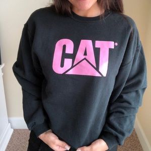 * Caterpillar * Black with Pink logo sweater Sz M